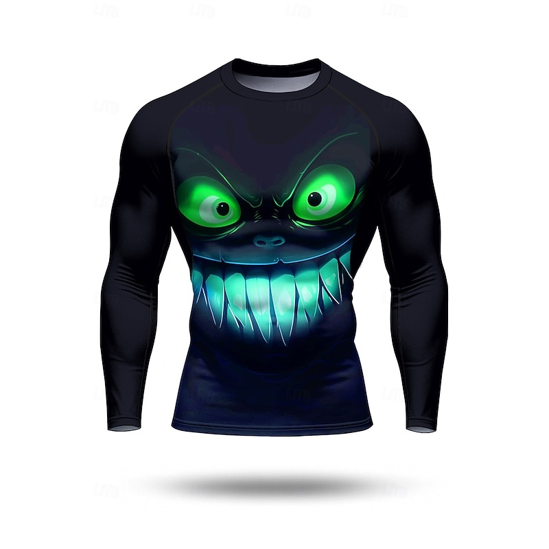 Men's Running T-Shirt Compression Shirt Running Shirt 3D Print Long Sleeve Base Layer Halloween Quick Dry Compression Power Flex Moisture Wicking Gym Workout Active Training Exercise Sportswear