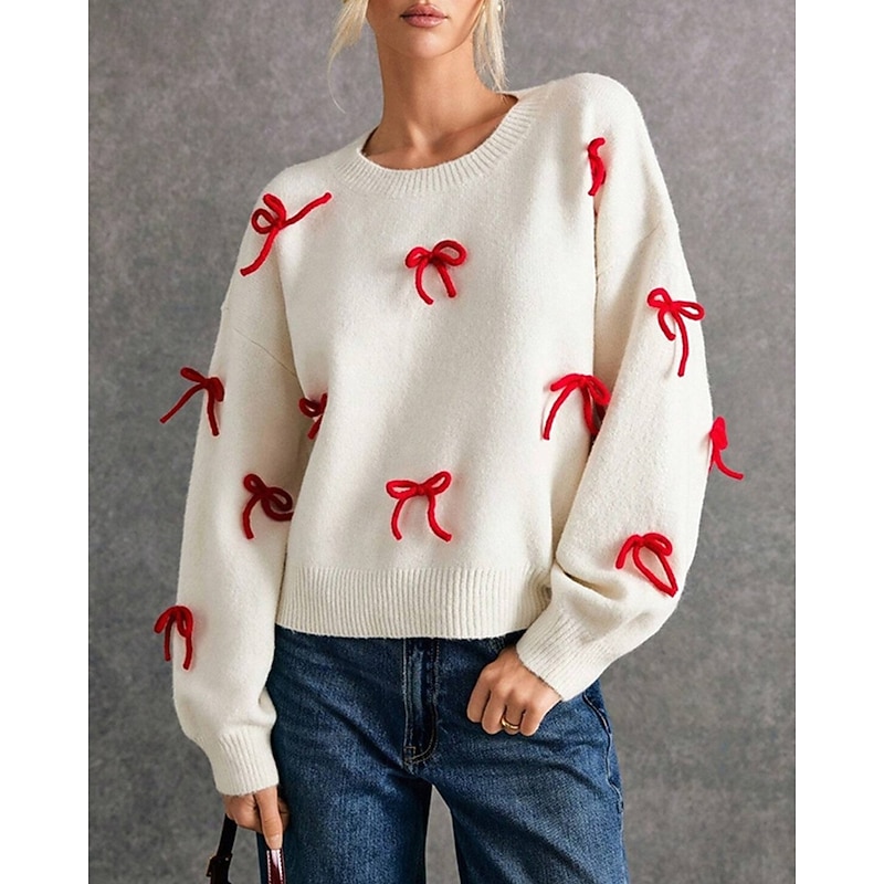 Women's Sweater Pullover Fashion Casual Pure Color Ribbed Crew Neck Knitted Long Sleeve Regular Tops Knit Outdoor Daily Weekend Apricot Fall Winter4