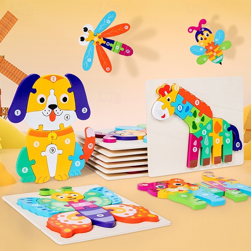 Wooden Toddler Puzzles Gifts Toys for 1 2 3 Years Old Boys Girls, Montessori Toys Educational Blocks Kids Gift Baby Learning Toy Age 1-3, 2-43