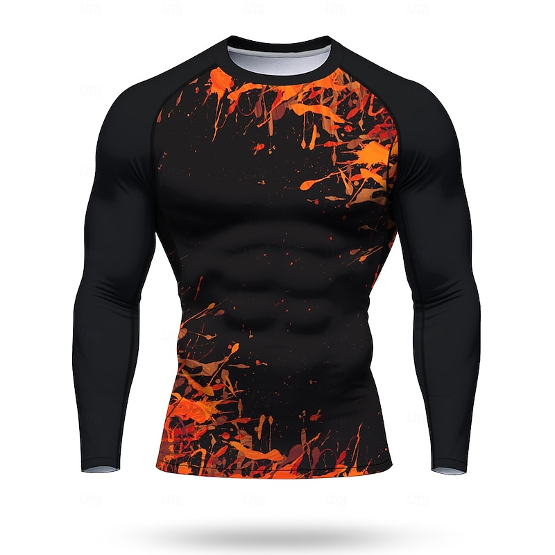 Men's Running T-Shirt Athletic Shirt Gym Shirt Fitness Shirt Workout Shirt Long Sleeve Tee Tshirt Abstract UPF 50 UV Resistant Soft Sweat wicking Mountain Bike / MTB Gym Workout Mountain Bike MTB3