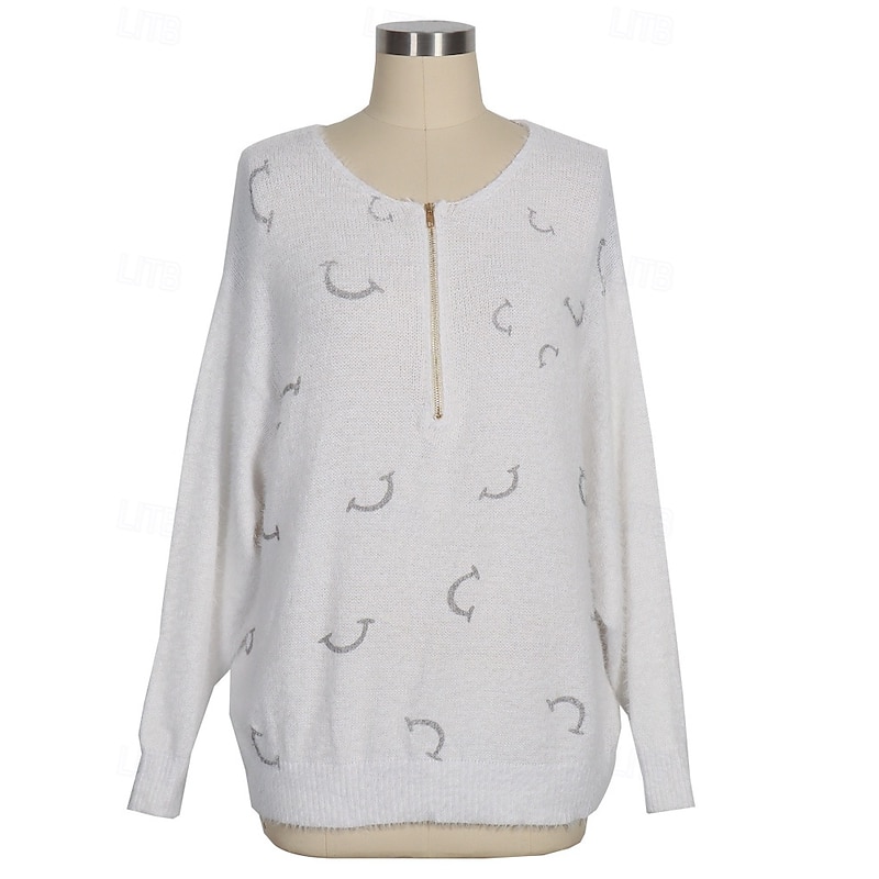 Women's Sweater Pullover Streetwear Casual Graphic Ribbed V Neck Knitted Long Sleeve Regular Tops Knit Outdoor Daily Weekend White Yellow Fall Winter3