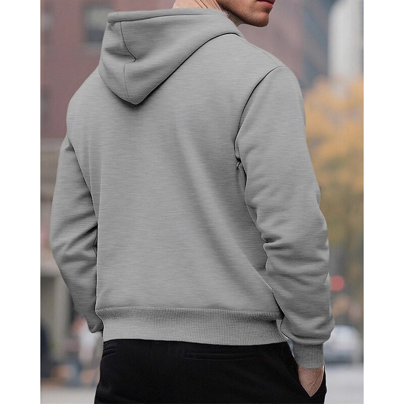 Men's Hoodie Black Brown Khaki Light Grey Dark Gray Hooded Plain Pocket Sports & Outdoor Daily Holiday Polyester Streetwear Basic Casual Spring Fall Clothing Apparel Hoodies Sweatshirts4