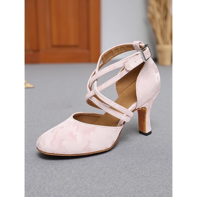 Women's Pink Cross Strap Dance Shoes - Professional Ballroom Latin Heels for Performance and Party Wear4