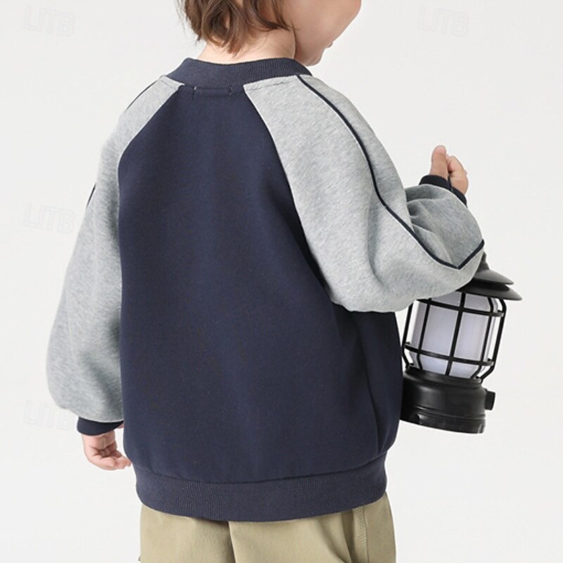 Kids Unisex Baseball Jackets Outerwear Color Block Long Sleeve Comfort Buttons Soft Coat Outdoor Cotton Fashion Daily Pinky Blue Sky Blue Spring Fall 4 years+4