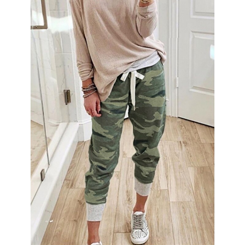 Women's Chinos Jogging Pants Fashion Streetwear Casual Ankle-Length High Waist Camouflage Elastic Waistband Printing Comfy Soft Comfortable Stretchy Outdoor Street Light Gray Dark-Gray Orange Army3