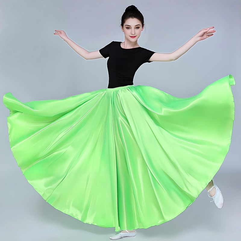 Latin Dance Skirts Gore Women's Performance Natural Matte Satin2