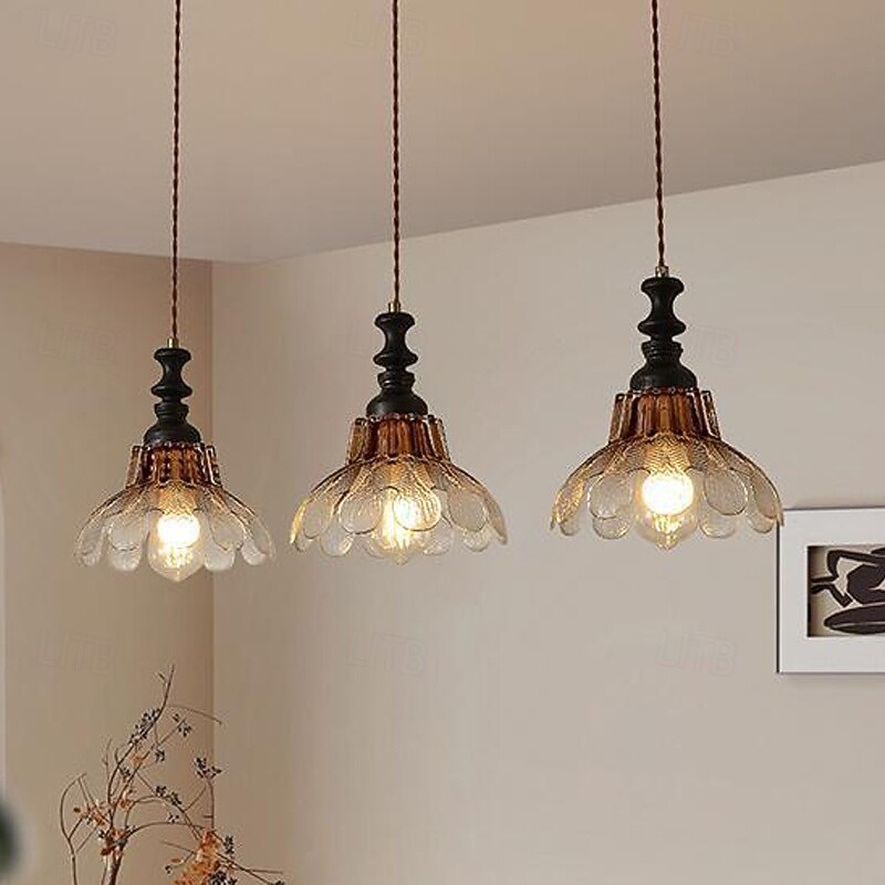 Pendant Light 1-Light Adjustable Ceiling Balcony Chandelier Hanging Lamp Transparent Glass Ceiling Light with Glass Shade2