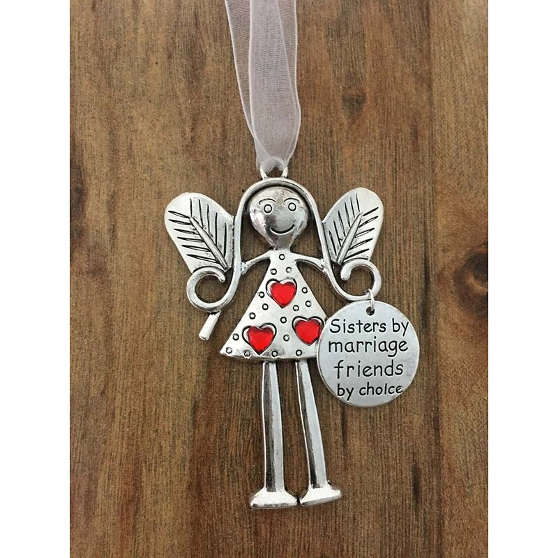 Christmas Angel Friendship Ornament Gift-Best Friend Gift, Alloy Silver Wing Angel Girl Hanging Decoration, Xmas Tree Ornament for Holiday Party Home Decor3