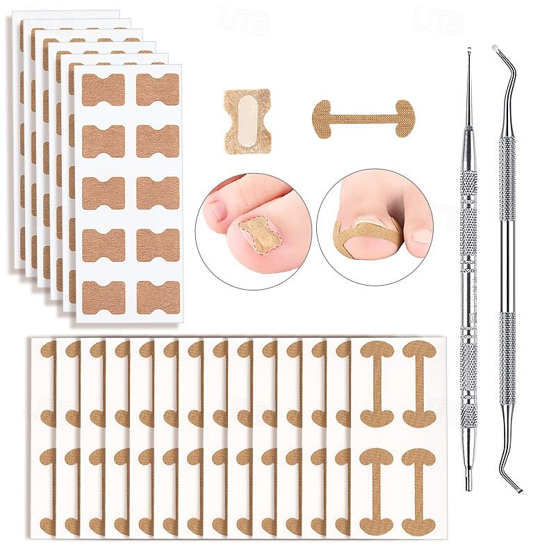 23 in 1 Ingrown Toenail Correction Kit, 15 Toe Nail Pads 6 Nail Strips 2 Nail Pushers, Nail Groove Orthotic Tools for Toenail Straightening and Foot Care