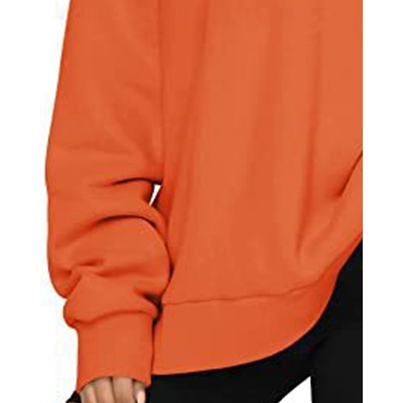 Women's Pullover Sweatshirts Zip Up Sweatshirts Plain Sports Fashion Casual Long Sleeve High Neck Regular Tops Street Dailywear Going out Half Zipper Quarter Zipper Zipper Orange Fall Winter3