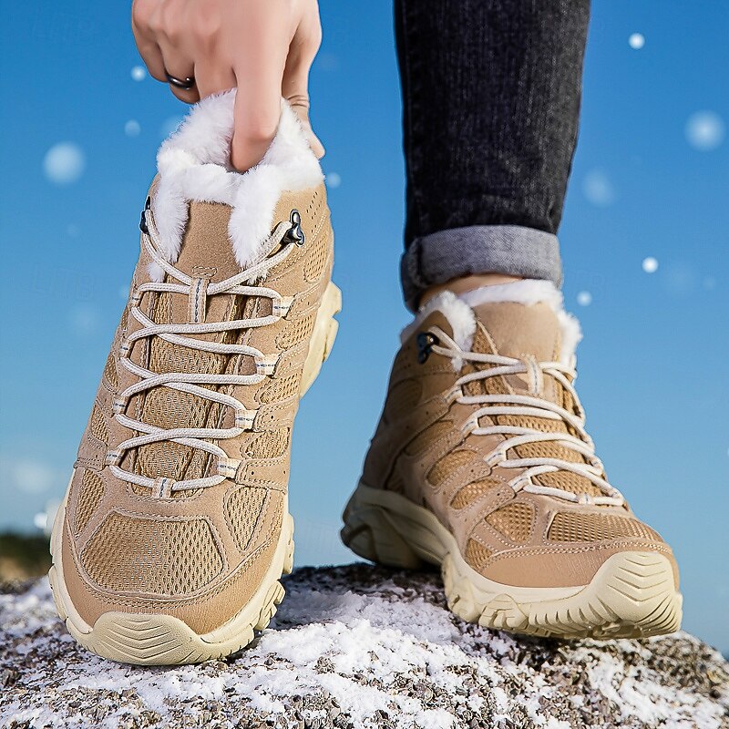 Men's Waterproof High-Top Winter Hiking Boots with Fur Lining, Durable Anti-Slip Sole, Outdoor Trekking Shoes for Cold Weather4