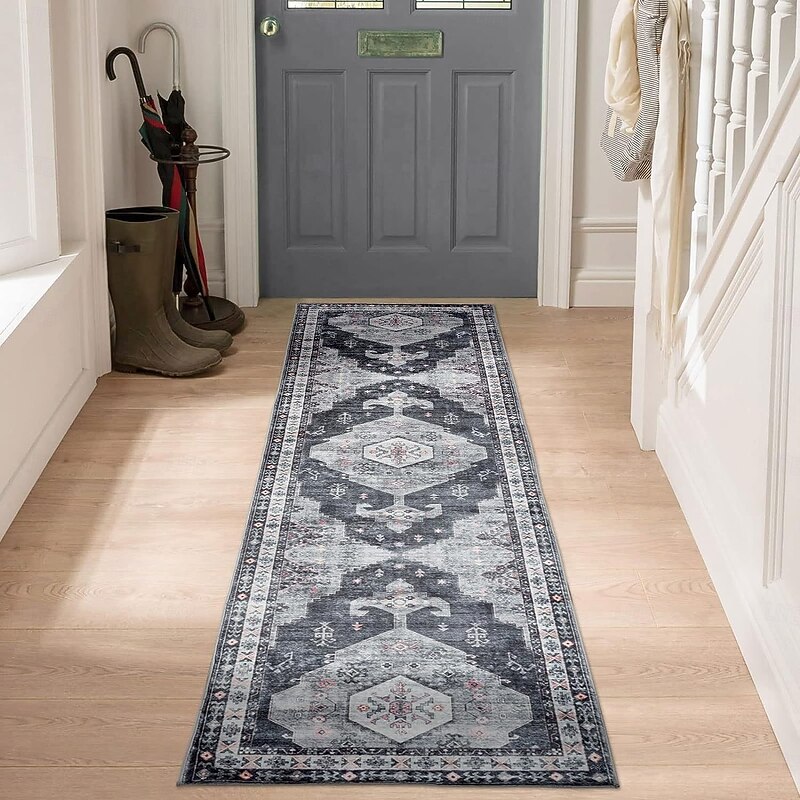 Runner Rugs Moroccan Style Faux Cashmere Hallway Carpet, Non-Slip Soft Washable Floor Mat, Long Runner Rug for Entryway, Bedroom, Living Room, Kitchen3