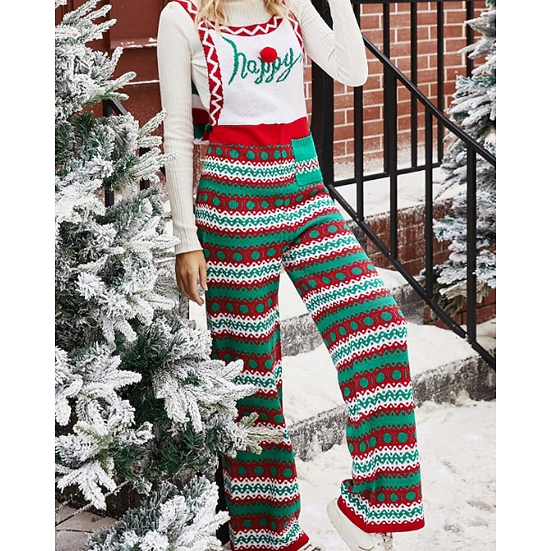 Women's Normal Jumpsuit Streetwear Floral Sleeveless Crew Neck Pocket Print Christmas Vacation Loose Fit Green Fall3