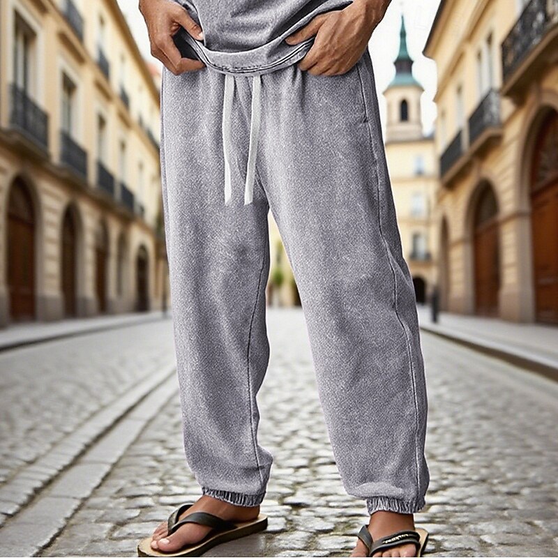 Men's Sweatpants Joggers Trousers Drawstring Pocket Elastic Waist Plain Comfort Sports Outdoor Daily Fashion Casual Black Purple Micro-elastic3