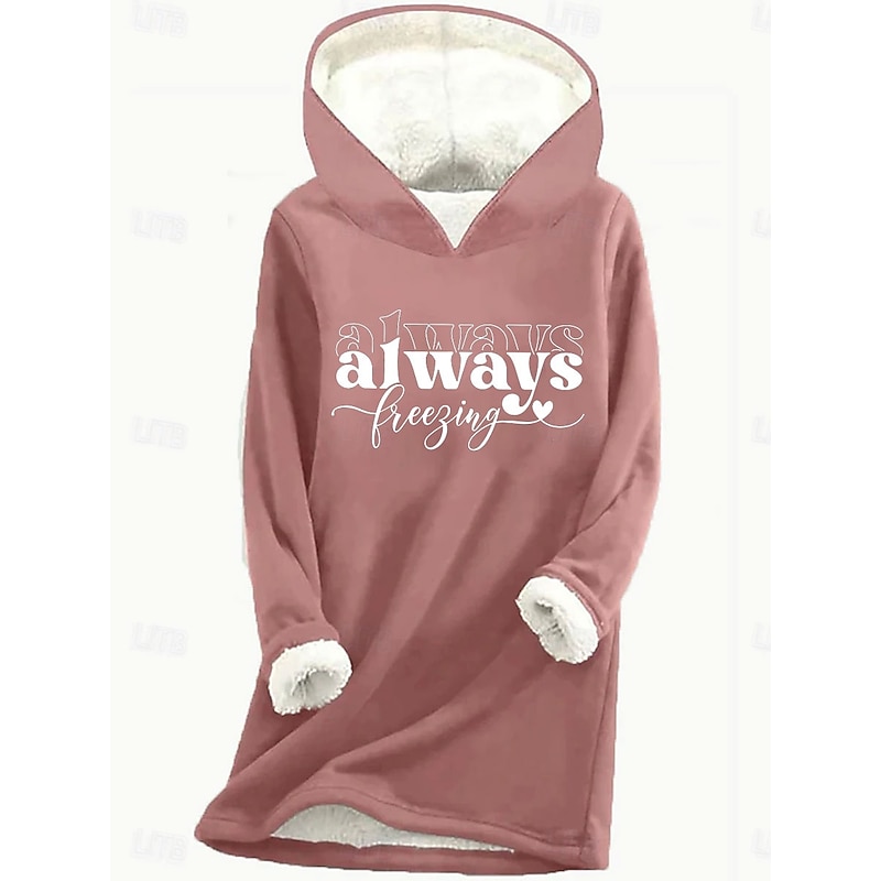 Women's Pullover Hoodie Sweatshirt Graphic Letter Casual Comfrt Long Sleeve Hooded Long Tops Street Dailywear Casual Print Pink Blue Gray Fall Winter