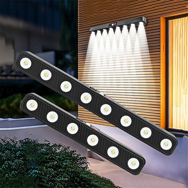 6 Leds 8Leds Solar Courtyard Strip Wall Light Outdoor Garden Intelligent Sensing Wall Washing Light With Home Sign Atmosphere Light  1PC