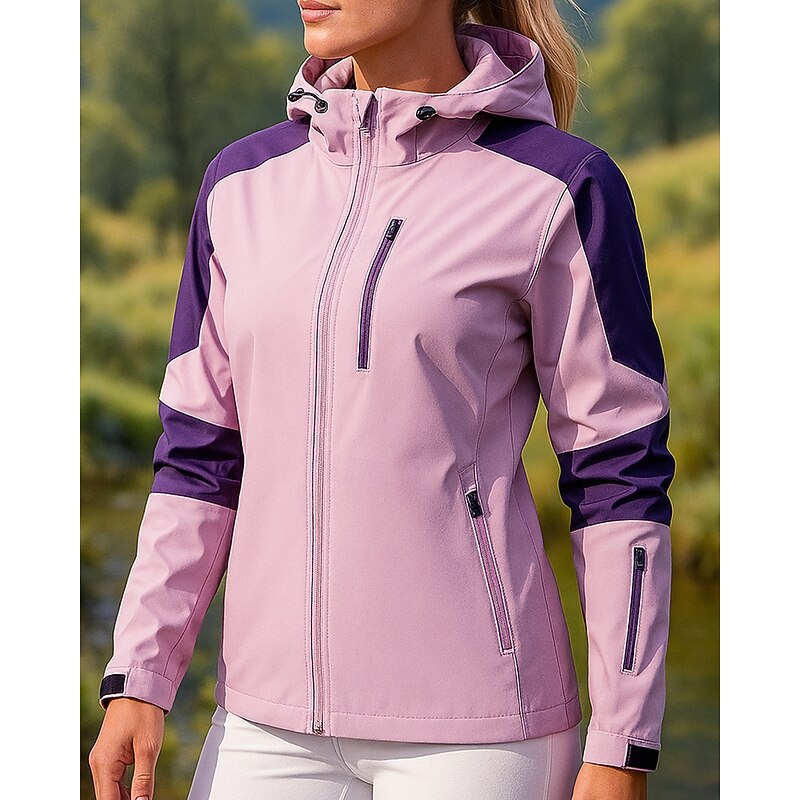Women's Windbreaker Softshell Jacket Hiking Jacket Outdoor Waterproof Windproof Hiking Outfits Hiking Clothes Spring Autumn / Fall Top Fishing Camping / Hiking / Caving Running Patchwork Pink Blue3