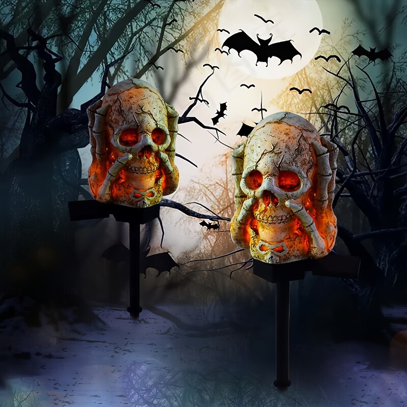 LED Solar Halloween Skull Finger Bone Decorative Light Courtyard Light Atmosphere Decorative Light  1PC