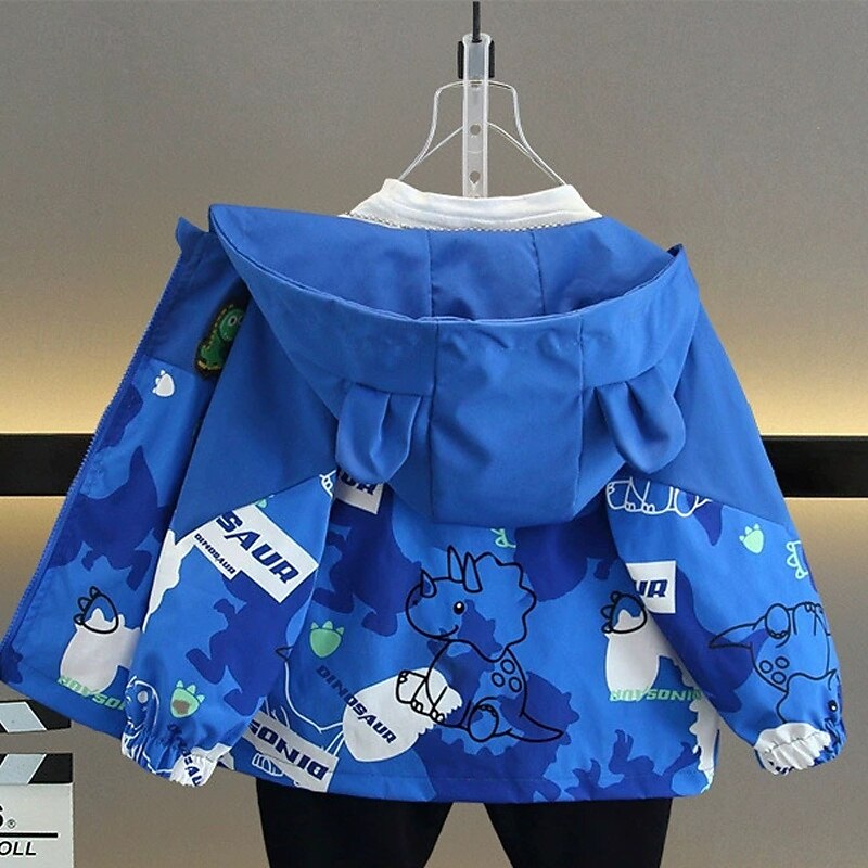 Kids Boys' Hiking Jacket Outdoor Jacket Baseball Jackets Outerwear Color Block Long Sleeve Zipper Pocket Lightweight Comfort Windproof Coat Outdoor Fashion Daily Azure Leaf Spring Fall 4 years+2