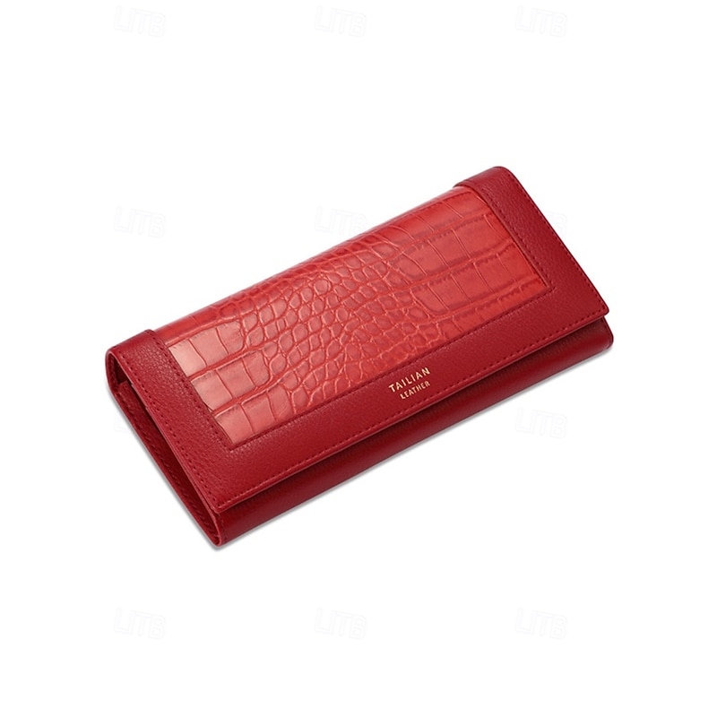 Women's Crocodile Pattern Faux Leather Long Wallet with Multiple Card Slots, Elegant Clutch Purse for Daily Use and Formal Occasions3