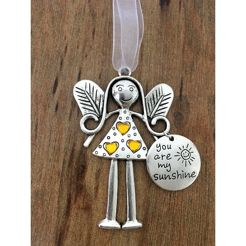 Christmas Angel Friendship Ornament Gift-Best Friend Gift, Alloy Silver Wing Angel Girl Hanging Decoration, Xmas Tree Ornament for Holiday Party Home Decor4
