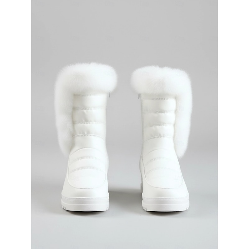 Women's White Waterproof Snow Boots with Faux Fur Trim, Warm Insulated Lining, Non-Slip Sole, and Zip Closure – Perfect for Winter Outdoor Activities3