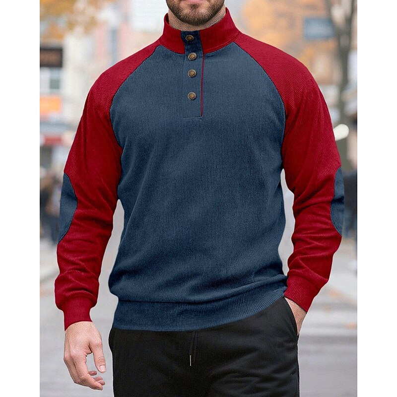 Men's Sweatshirt Black Wine Army Green Navy Blue Brown Standing Collar Color Block Patchwork Sports & Outdoor Daily Holiday Polyester Streetwear Basic Casual Spring Fall Clothing Apparel Hoodies2