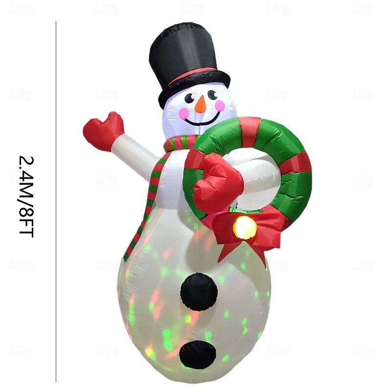 1 Pc 2.4M/8FT Christmas wreath snowman LED strip light inflatable air model color light indoor and outdoor courtyard lawn holiday atmosphere decoration light EU/US/UK/AU Plug2