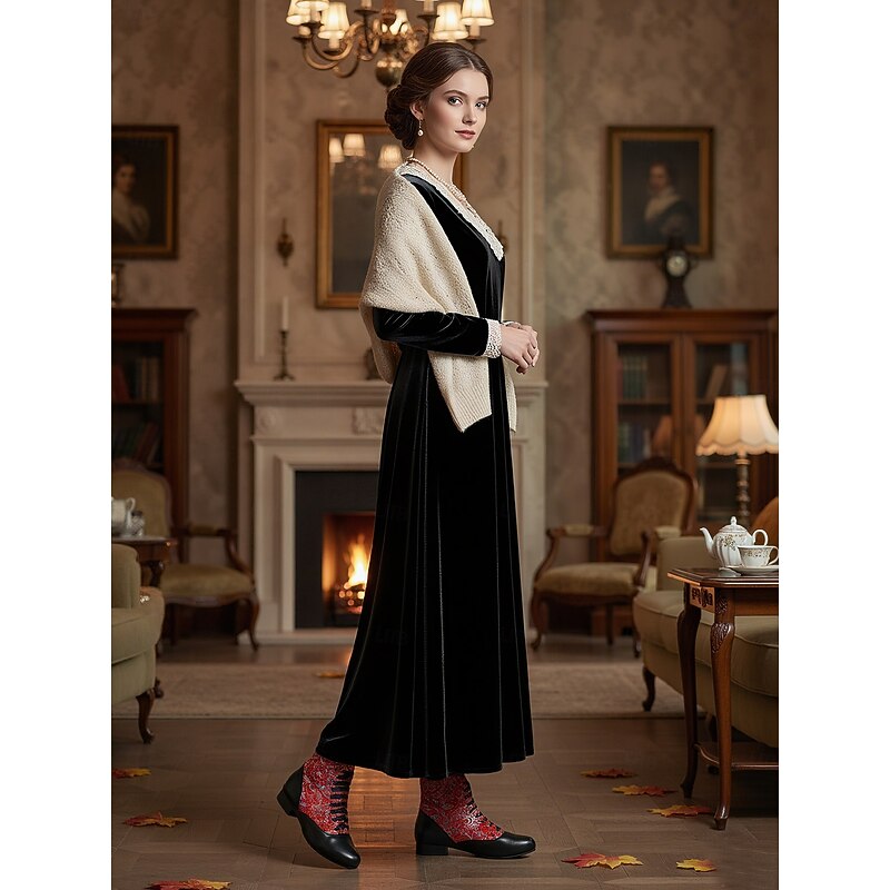 Women's 1920s Vintage Edwardian Lace-Up Ankle Boots – Red Floral Brocade and Black Faux Leather Dress Shoes for Gatsby Parties, Stage Performance and Retro Cosplay3