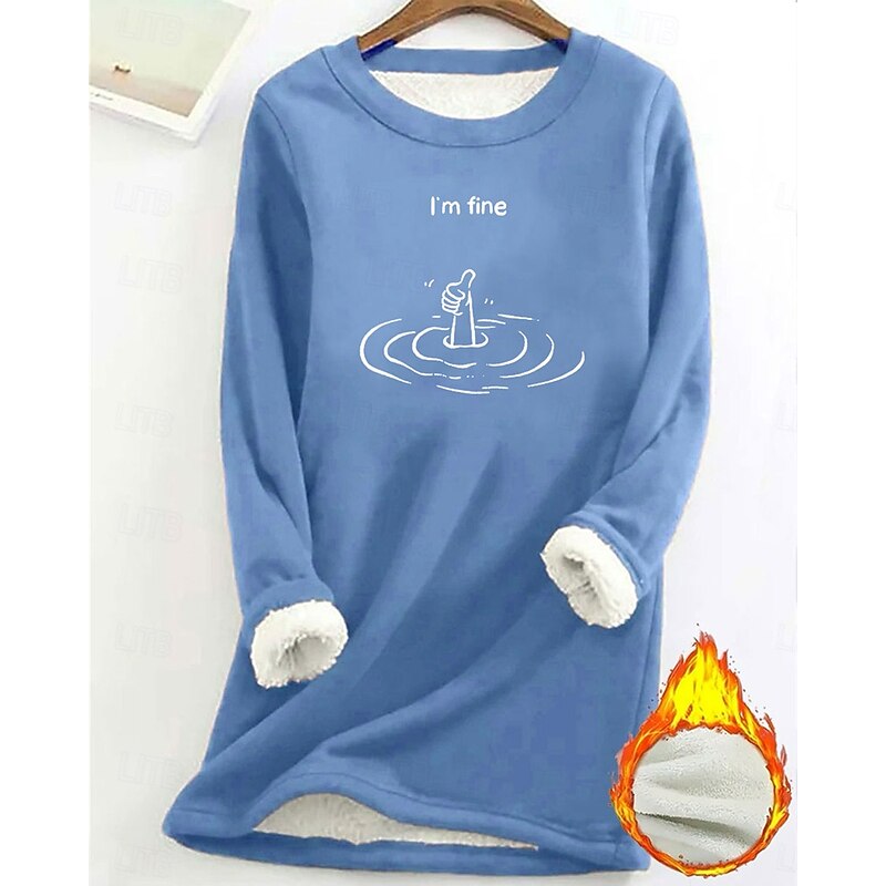 Women's Pullover Sweatshirt Graphic Fashion Basic Casual Long Sleeve Crew Neck Long Tops Street Dailywear Casual Print Fleece Lined Black Pink Dark Pink Blue Fall Winter4