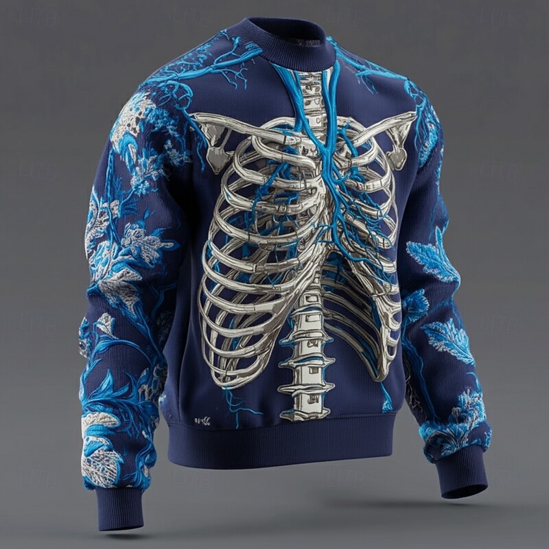 Halloween Men's Skeleton Pullover Sweater Jumper Knitwear Crewneck Casual Dark Vacation Street Daily 3D Print Keep Warm Long Sleeve Fall Winter Red Blue Brown2