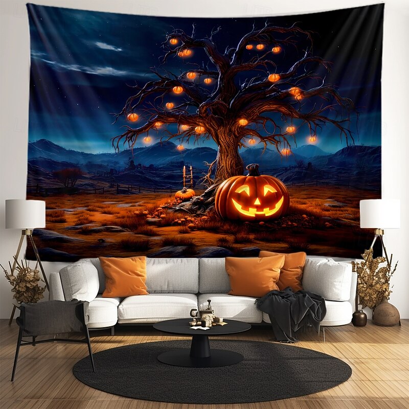 Halloween Tapestry Banners Blanket Pumpkin Tree Dark Punk Gothic Style Party Dorm Teens Room Guys Man Cave Frat Bedroom Shooting Backgrounds Home Decor3