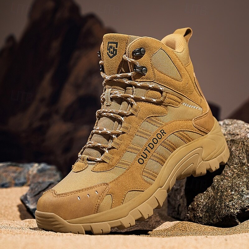 Men's Outdoor Hiking Boots with Non-Slip Sole, Durable Trekking Shoes for Camping, Climbing and Trail Walking