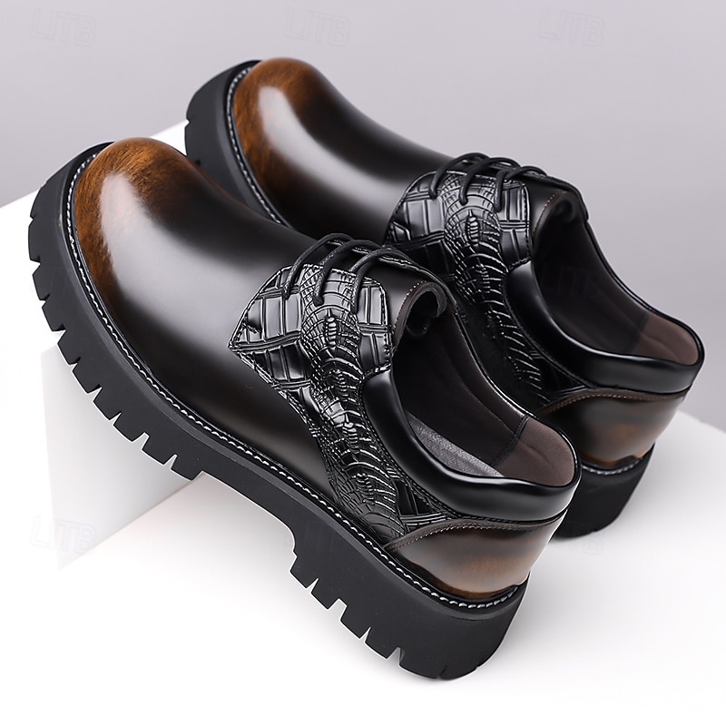 Men's Black Formal Oxford Dress Shoes – Classic Lace-Up Business Shoes with Textured Detailing for Office, Weddings and Special Occasions2