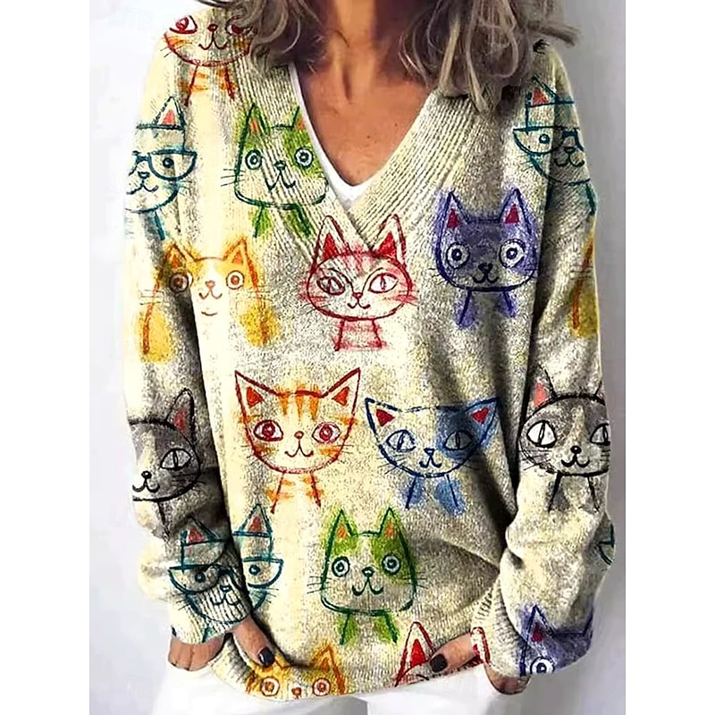 Women's Cardigan Cute Daily Floral Graphic Animal Ribbed V Neck Buttons Print Long Sleeve Regular Tops Knit Outdoor Weekend Pink Green Spring Fall