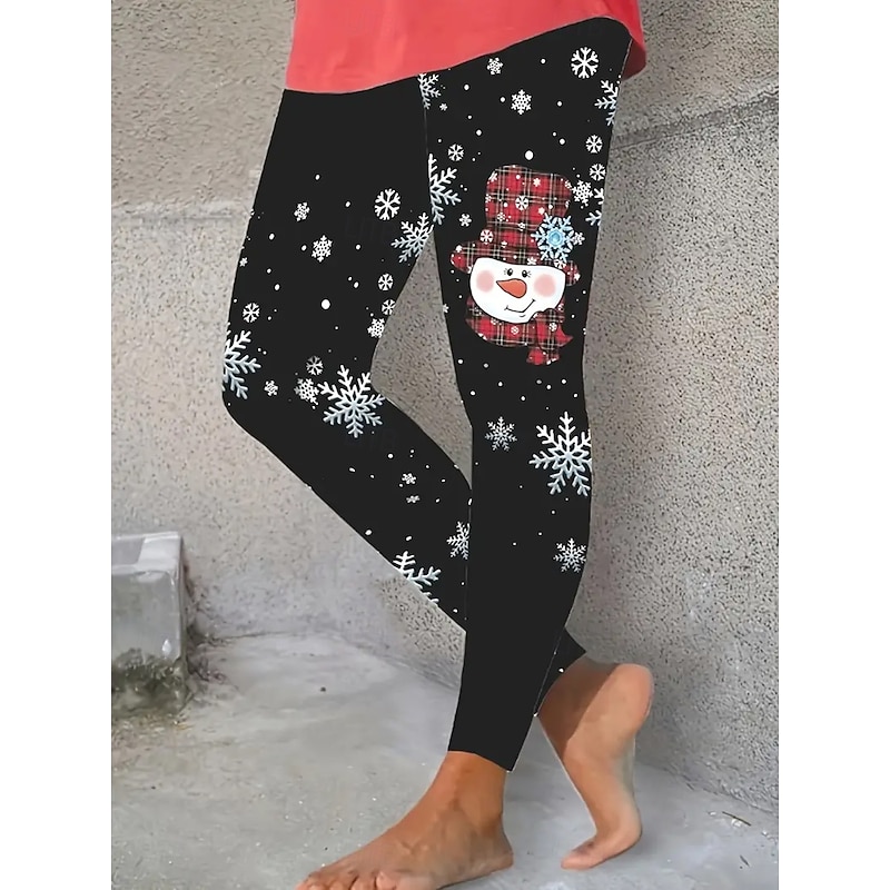 Women's Leggings Vacation Vintage Fashion Full Length High WaistPantsUgly Christmas Graphic Animal Printing Thermal Warm Soft Breathable Stretchy Formal Outdoor Vacation Black White Summer Spring Fall