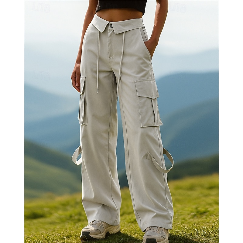 Women's Cargo Pants Hiking Pants Trousers Hiking Trousers Outdoor Regular Fit Windproof Quick Dry Breathable Pants / Trousers Drawstring Pocket Black White Camping / Hiking Hunting Camping / Hiking