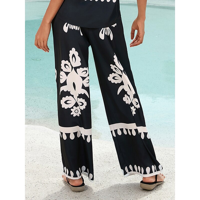 Women's Unisex Classic Casual Pants Black Print Daily Weekend Spring Fall3