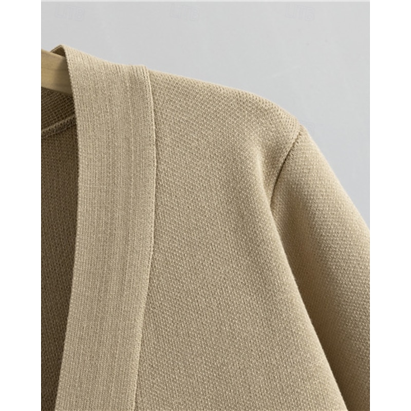 Women's Sweater Cardigan Sweater Co-ords Streetwear Casual Solid Color V Neck Pocket Buttons Knitted Long Sleeve Regular Tops Knit Daily Holiday Going out Wine Red Black Fall Winter4