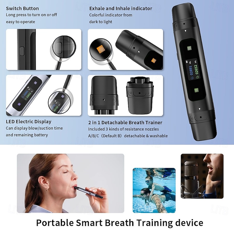 Intelligent Digital Display Breathing Trainer Portable Lung Function Data Tester4