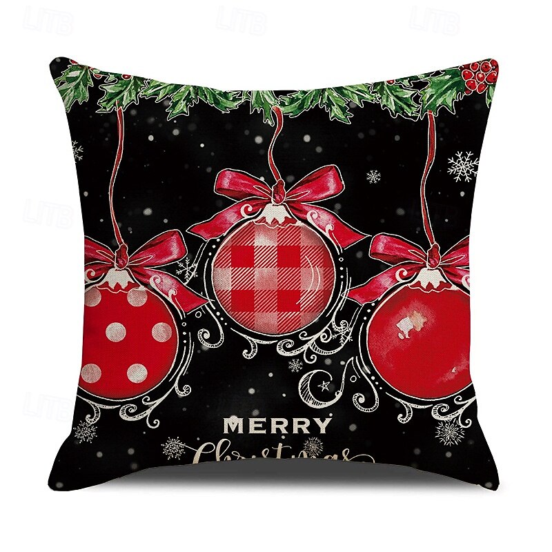 New Christmas Pillow Covers, Linen Alphabet Print Decorative Cushions, Stain-Resistant Throw Pillows for Living Room Holiday Decor3