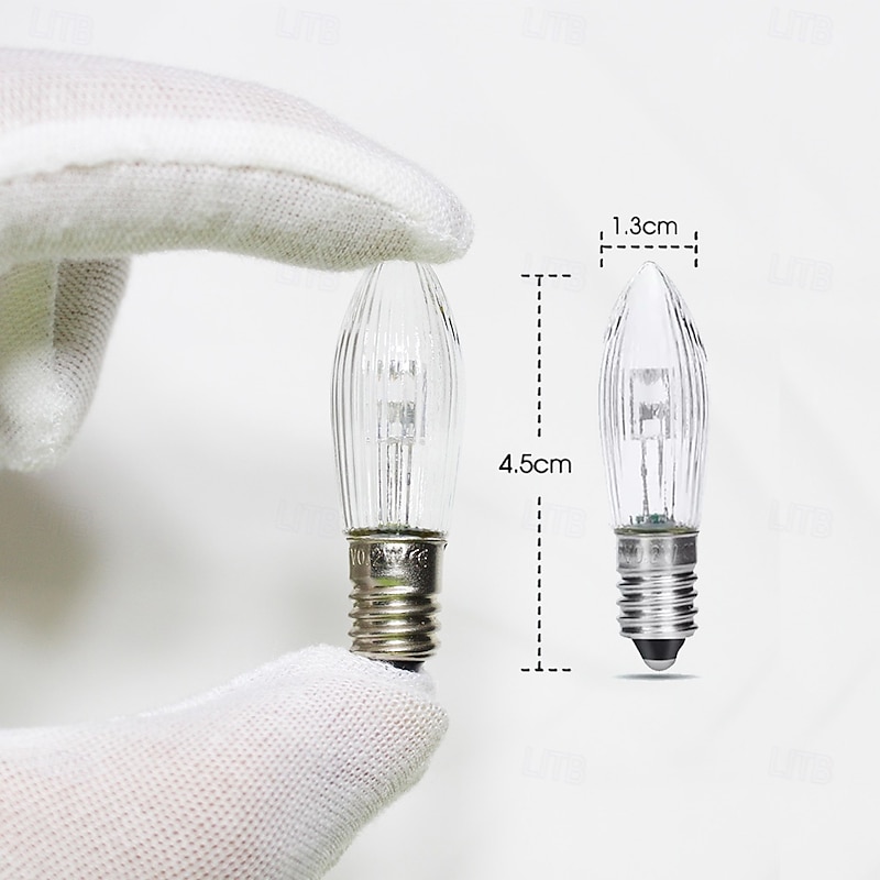 E10 LED Light Bulbs Warm White 10-55V Suit 17V 34V 55V 0.2W for Candle Arch Light Arch Candle Fairy Lights Tapered Candle Top Candle 2700K 10Pcs4