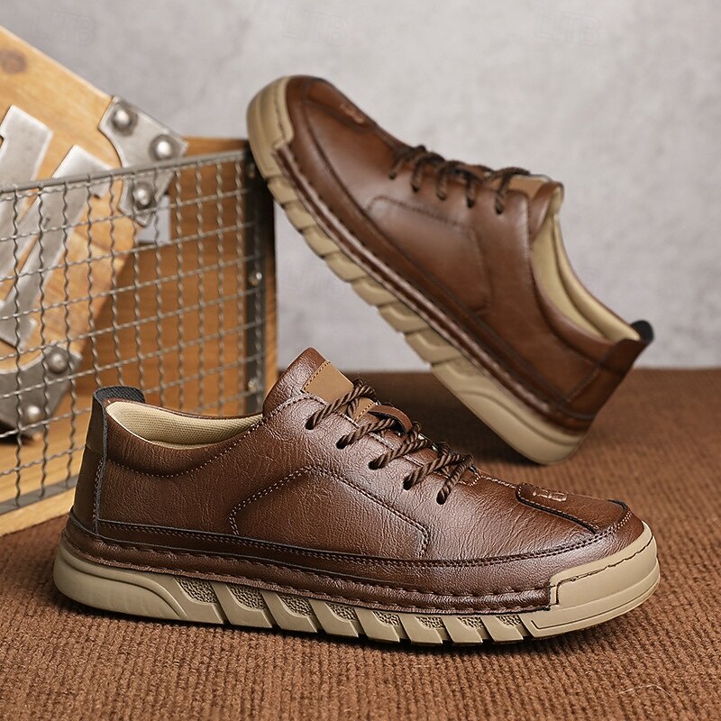 Men's Brown Faux Leather Casual Shoes with Durable Sole and Classic Design, Perfect for Work, Business Casual and Daily Wear3