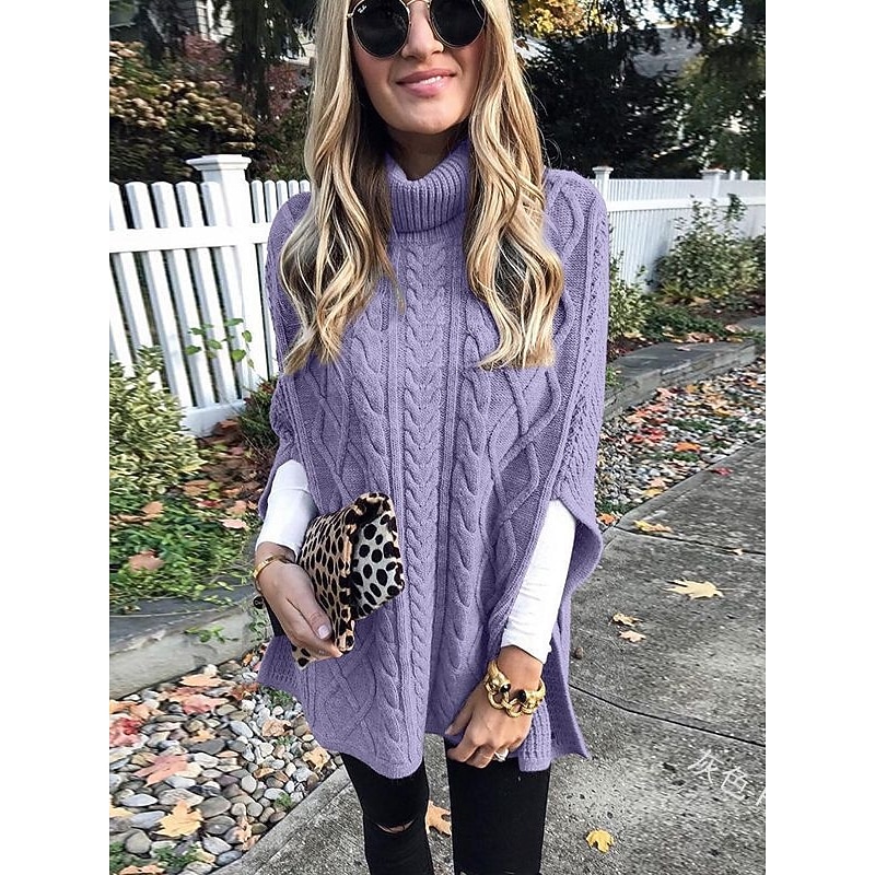 Women's Sweater Casual Soft Pure Color Ribbed Turtleneck Knitted Sleeveless Regular Tops Knit Outdoor Daily Weekend Pink Blue Fall Winter3