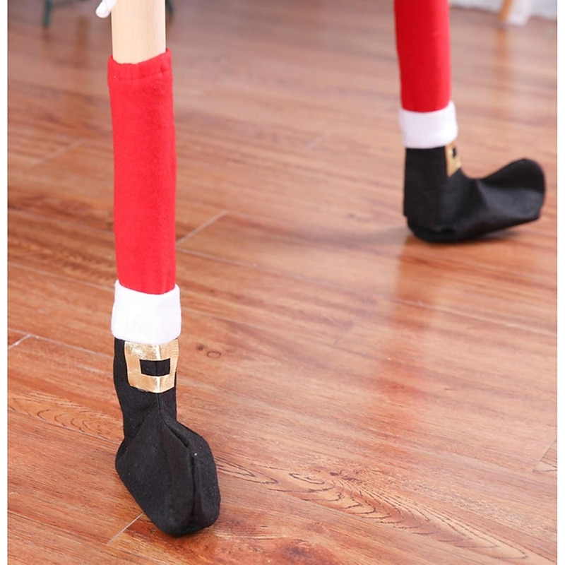 4 Pack Christmas Chair Legs Cover Sock Funny Furniture Socks Xmas Elves Table Socks Chair Leg Cover Floor Protectors for Holiday Party Home Decoration4