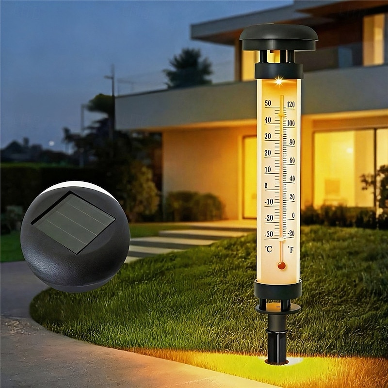 1 Pc Solar Thermometer Lawn Lamp Outdoor Courtyard Lighting Sensing Switch Lawn Plug-In Lamp Outdoor Ambient Light