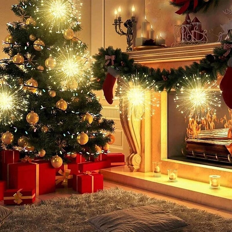 LED Starburst Twinkle Lights DIY Outdoor Waterproof Fairy String Lights 8 Modes with Remote Control for Wedding Party Christmas Bedroom Decor 4Packs 2Packs 1Pack4