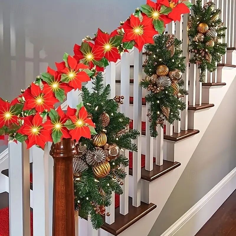 Christmas Red Flower and Red Fruit Fairy String Lights 2M 10LED Battery Powered Garland Lights for Christmas Parties Indoor Outdoor Fireplace Garden Balcony New Year Decoration3