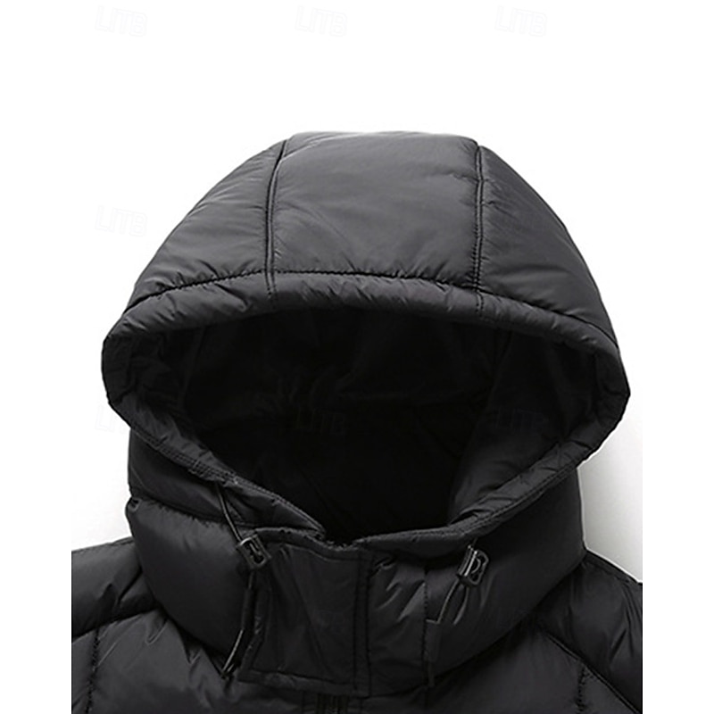Men's Winter Coat Down Jacket Puffer Jacket Padded Jacket Pocket White Goose Down Vacation Daily Wear Date Regular Fashion Casual Comfortable Thermal Warm Fall Winter Solid / Plain Color Black Khaki3