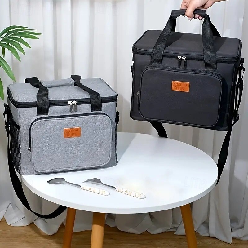 Insulated Lunch Box Cooler Bag with Adjustable Shoulder Strap – Multi-Compartment, Leakproof Oxford Fabric, Keeps Food Hot/Cold for Hours, Ideal for Office, Picnic, Hiking, Beach, Men & Women, Stylish Durable Outdoor Lunch Backpack